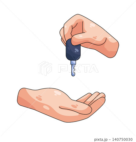Illustration of hand passing a car key Illustration of hand passing a car key 140750030