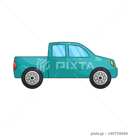 Illustration of turquoise pickup truck 140750040