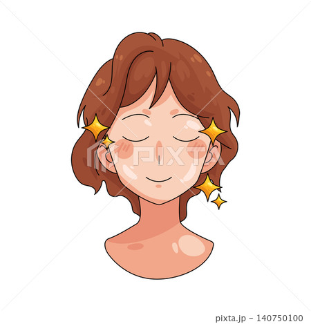 Illustration of smiling woman with sparkles Illustration of smiling woman with sparkles 140750100
