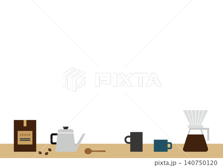 おうちカフェのコーヒーキッチンイラスト 北欧風ナチュラル(白背景) おうちカフェのコーヒーキッチンイラスト 北欧風ナチュラル(白背景) 140750120