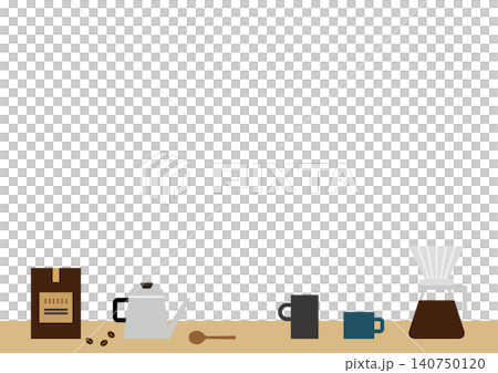 おうちカフェのコーヒーキッチンイラスト 北欧風ナチュラル(白背景) おうちカフェのコーヒーキッチンイラスト 北欧風ナチュラル(白背景) 140750120