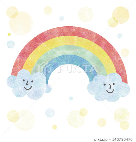 虹と雲の水彩風イラスト 虹と雲の水彩風イラスト 140750476