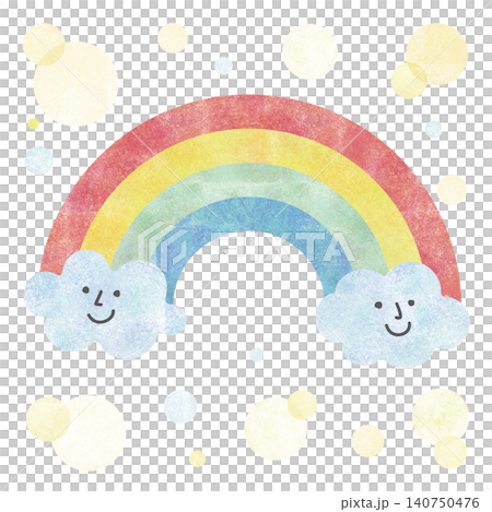 虹と雲の水彩風イラスト 虹と雲の水彩風イラスト 140750476
