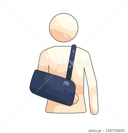 Illustration of person wearing an arm sling Illustration of person wearing an arm sling 140750895