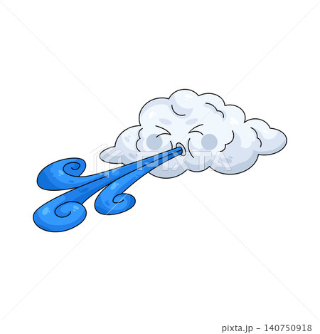 Illustration of cloud blowing wind  140750918