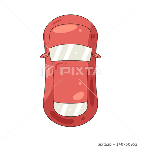 Illustration of top view red car 140750952
