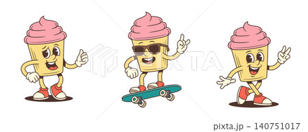 Cool Cupcake Character Set On Skateboard Retro Comic Cartoon Vector Illustration Cool Cupcake Character Set On Skateboard Retro Comic Cartoon Vector Illustration 140751017