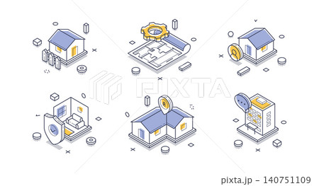 Real Estate Property And Home Management Modern Isometric Vector Illustration Icons Set Real Estate Property And Home Management Modern Isometric Vector Illustration Icons Set 140751109