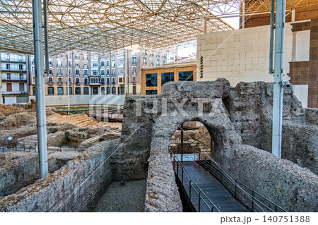 Zaragoza, Spain - Oct 26, 2025: Archaeological ruins museum Roman theater of Caesaraugusta in Zaragoza, Spain Zaragoza, Spain - Oct 26, 2025: Archaeological ruins museum Roman theater of Caesaraugusta in Zaragoza, Spain 140751388