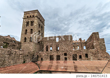 Monastery Sant Pedro de Rodes in the National Park of Cap de Cre Monastery Sant Pedro de Rodes in the National Park of Cap de Cre 140751413