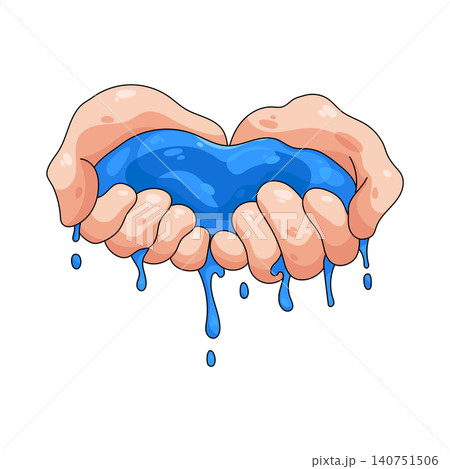 Illustration of hand holding water 140751506