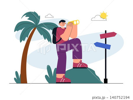 Solo Travel Vector Illustration Featuring Independent Journey, Adventure Tourism, Backpacking Experience, Travel Exploration, and Vacation Lifestyle Solo Travel Vector Illustration Featuring Independent Journey, Adventure Tourism, Backpacking Experience, Travel Exploration, and Vacation Lifestyle 140752194