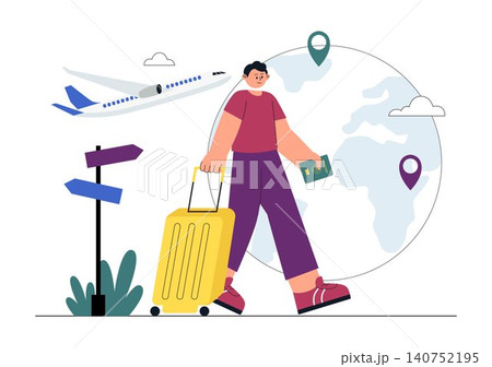 Solo Travel Vector Illustration Featuring Independent Journey, Adventure Tourism, Backpacking Experience, Travel Exploration, and Vacation Lifestyle Solo Travel Vector Illustration Featuring Independent Journey, Adventure Tourism, Backpacking Experience, Travel Exploration, and Vacation Lifestyle 140752195