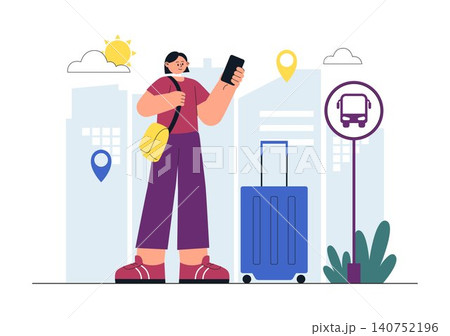 Solo Travel Vector Illustration Featuring Independent Journey, Adventure Tourism, Backpacking Experience, Travel Exploration, and Vacation Lifestyle Solo Travel Vector Illustration Featuring Independent Journey, Adventure Tourism, Backpacking Experience, Travel Exploration, and Vacation Lifestyle 140752196