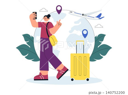 Solo Travel Vector Illustration Featuring Independent Journey, Adventure Tourism, Backpacking Experience, Travel Exploration, and Vacation Lifestyle Solo Travel Vector Illustration Featuring Independent Journey, Adventure Tourism, Backpacking Experience, Travel Exploration, and Vacation Lifestyle 140752200