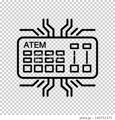 Television studio video production switcher and audio mixer control panel line icon. 140752375