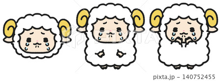 泣いている羊のイラストセット 泣いている羊のイラストセット 140752455