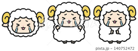 泣いている羊のイラストセット 泣いている羊のイラストセット 140752472