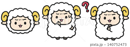 困る、はてなマークを出している羊のイラストセット 困る、はてなマークを出している羊のイラストセット 140752473
