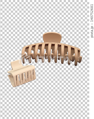 Beige plastic hair claw clips isolated on transparent background. Practical beauty accessories for styling, securing and organizing hair in everyday use. Beige plastic hair claw clips isolated on transparent background. Practical beauty accessories for styling, securing and organizing hair in everyday use. 140752681
