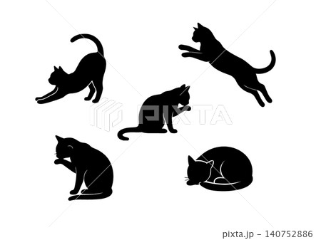 猫のシルエットイラスト 猫のシンプルなイラスト　動物素材 140752886