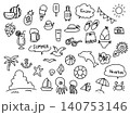 夏のかわいい手描きイラストセット 140753146