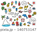 夏のかわいい手描きイラストセット 140753147