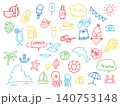 夏のかわいい手描きイラストセット 140753148