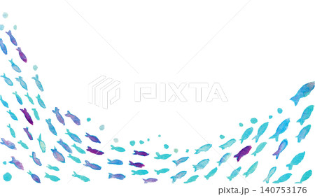 Watercolor underwater fish frame, transparent PNG, 140753176