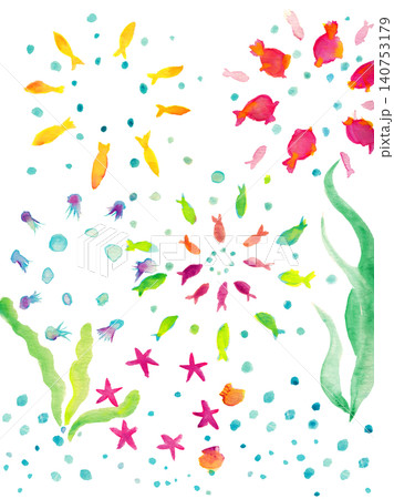 Watercolor underwater banner frame, transparent PN Watercolor underwater banner frame, transparent PN 140753179