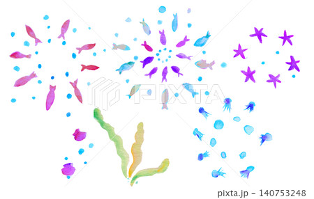 Watercolor underwater banner frame, transparent PN Watercolor underwater banner frame, transparent PN 140753248