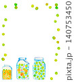 水彩風の瓶詰め梅とドットフレーム素材セット/Watercolor Fruit Jar and Dot 140753450