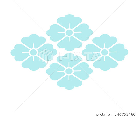 水色の花菱柄の背景イラスト素材 あしらい 水色の花菱柄の背景イラスト素材 あしらい 140753460