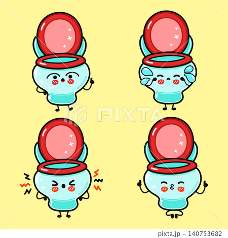 Cute toilet character showing various emotions Cute toilet character showing various emotions 140753682