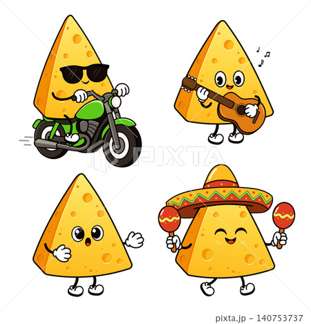 Cartoon cheese characters having fun and playing music 140753737