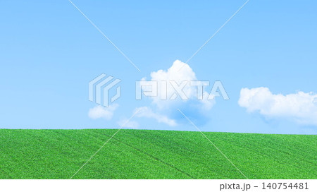 青空と麦畑に吹く風が心地良い夏の北海道美瑛町の丘の風景 青空と麦畑に吹く風が心地良い夏の北海道美瑛町の丘の風景 140754481