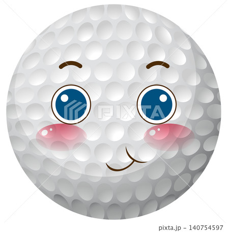 Cute Cartoon Golf Ball Character with Happy Face and Rosy Cheeks Cute Cartoon Golf Ball Character with Happy Face and Rosy Cheeks 140754597