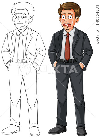 Worried Businessman in Suit with Hands in Pockets Worried Businessman in Suit with Hands in Pockets 140754638