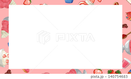 Seamless Strawberry Dessert Pattern Frame with Central White Copy Space Seamless Strawberry Dessert Pattern Frame with Central White Copy Space 140754683