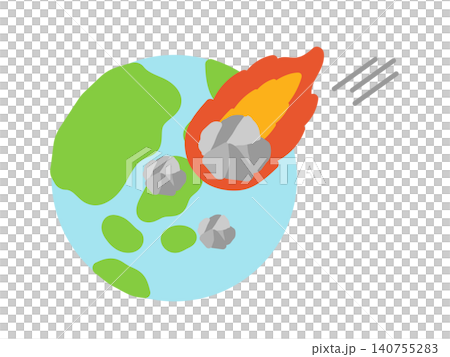 地球に落下する隕石のイラスト 140755283