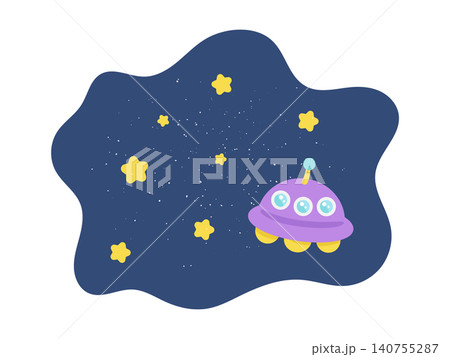 宇宙空間の背景とUFOのイラスト 140755287