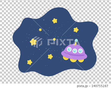 宇宙空間の背景とUFOのイラスト 140755287