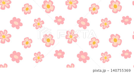 Gentle seamless pattern with cute pink and pastel flowers on white background Gentle seamless pattern with cute pink and pastel flowers on white background 140755369