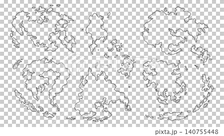 島と大陸を精密な線で描いた架空世界地図のベクター素材 島と大陸を精密な線で描いた架空世界地図のベクター素材 140755448
