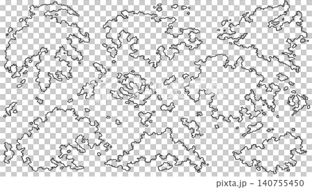 島と大陸を精密な線で描いた架空世界地図のベクター素材 島と大陸を精密な線で描いた架空世界地図のベクター素材 140755450
