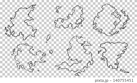架空の島と大陸の輪郭を集めた地図ベクターセット 140755451
