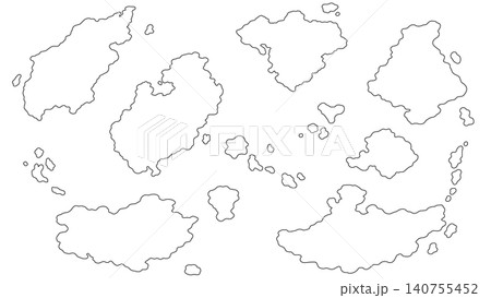 架空の島と大陸の輪郭を集めた地図ベクターセット 140755452