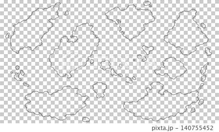 架空の島と大陸の輪郭を集めた地図ベクターセット 140755452