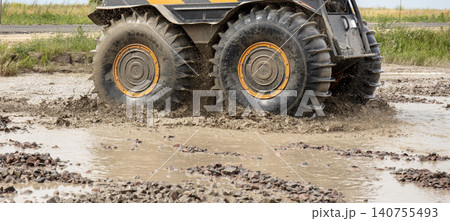 powerful off-road transporter, all-terrain vehicle for special missions 140755493