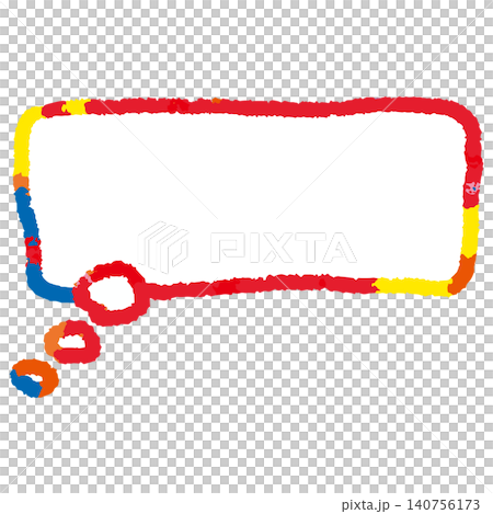 クレヨンで描いたカラフルな吹き出し。暖色系のフレーム クレヨンで描いたカラフルな吹き出し。暖色系のフレーム 140756173